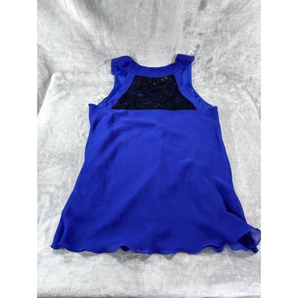 IZ Byer Women’s Large Blue Ruffle Sleeveless Blouse Tank Top Dressy Casual - Picture 2 of 11